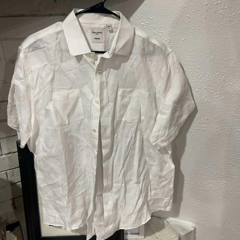 Murano White Casual Button Down Shirt Crisp Light Fabric